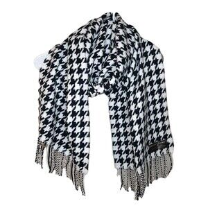 Softer Than Cashmere Scarf 64" x 12" Super Soft Houndstooth Print Korea Fringed